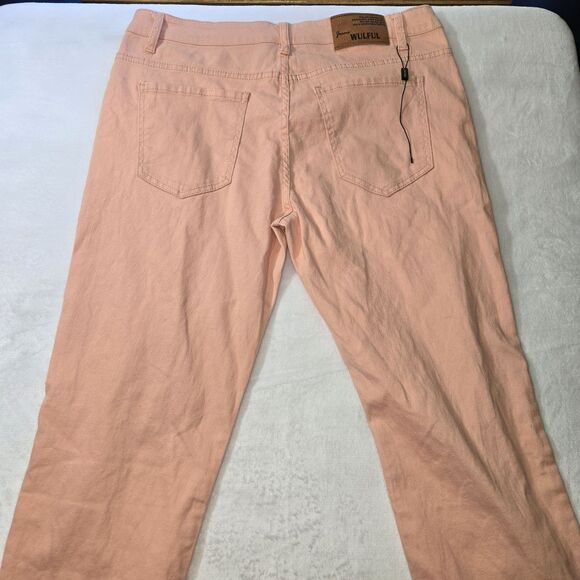 WULFUL Jeans Mens Peach Denim 34 X 30 Ripped Relax Fit Grunge Pants Punk Skater - Picture 2 of 6